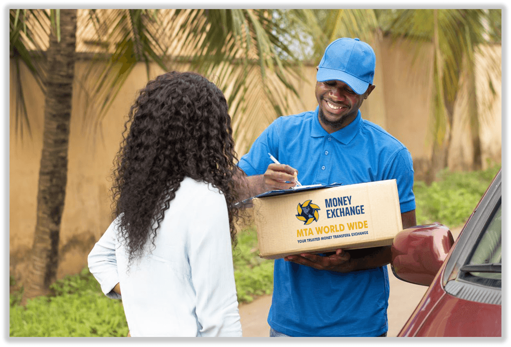 MTA Worldwide team member handing over a currency order